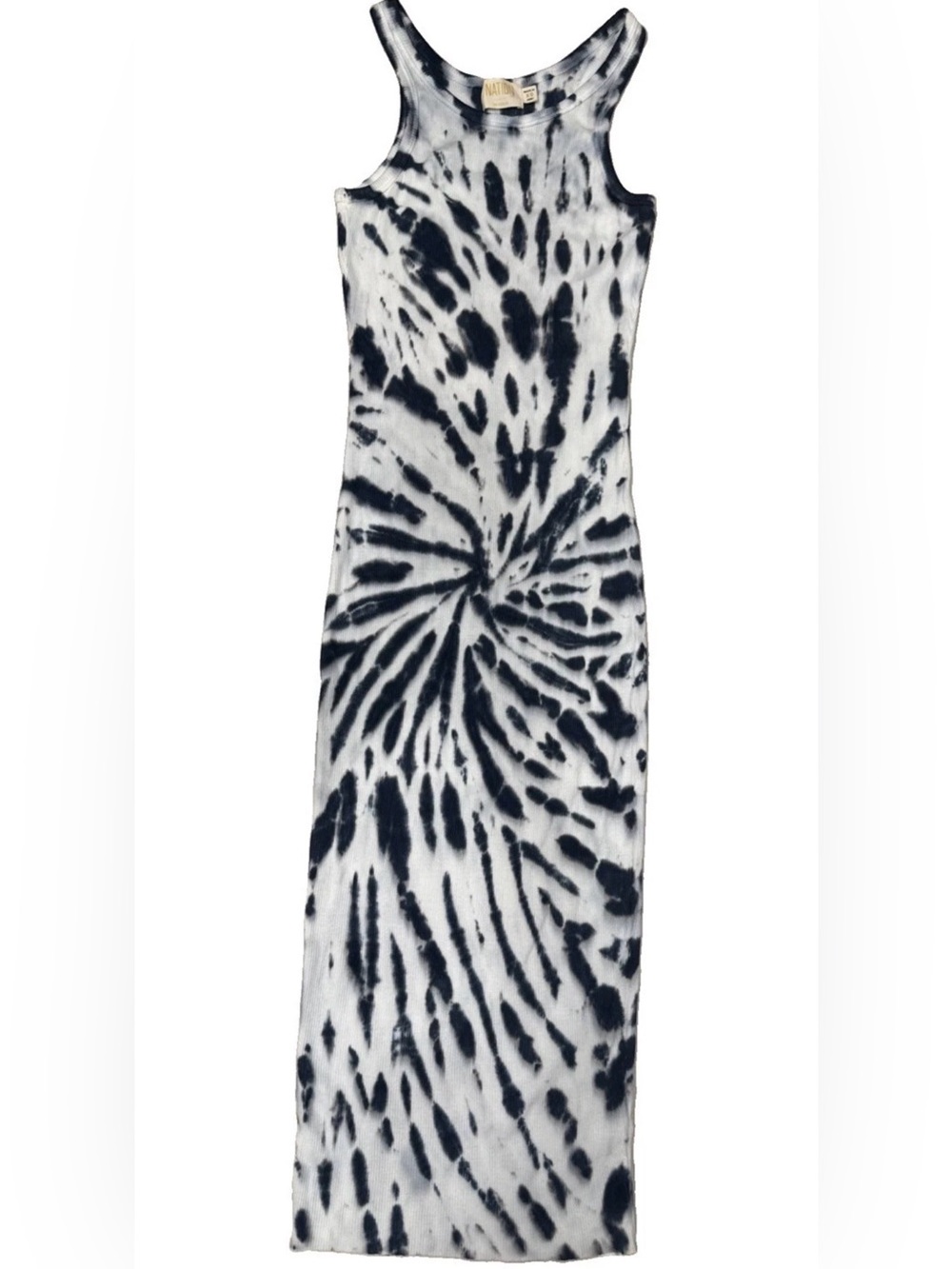 NATION LTD Birkin Tie Dye Midi Tank Dress Ribbed Cotton Boho Beach Sz XS NWOT